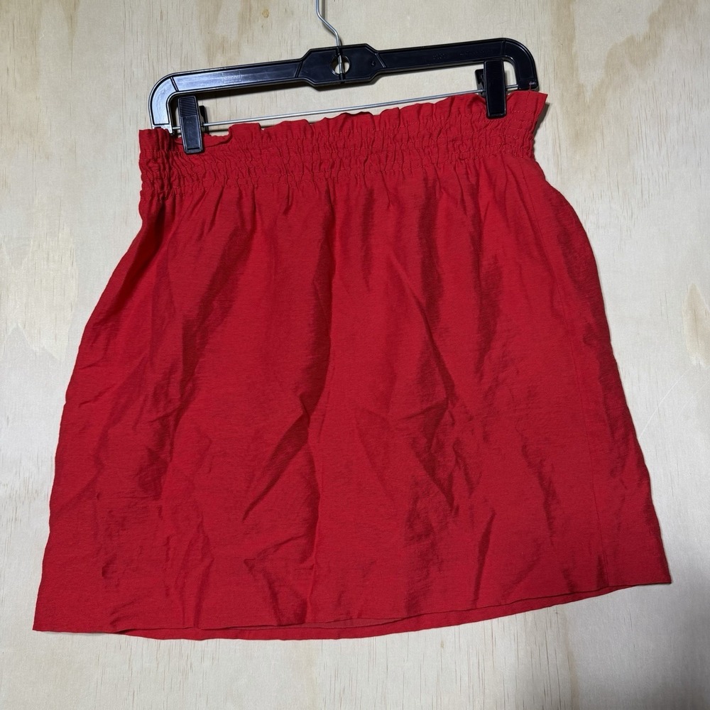 J.Crew Womens Red Pull On Mini Skirt Size 8 Elastic Waist Lined Casual